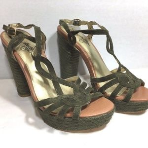 Seychelles Green High Heel Sandals Women's Size 7
